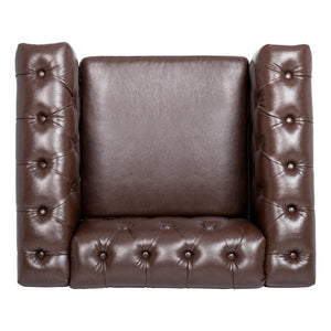 English Elm 1 Seater Quilted Pu Leather Accent Sofa with Pocket Spring Birch Legs Living Room W68085024