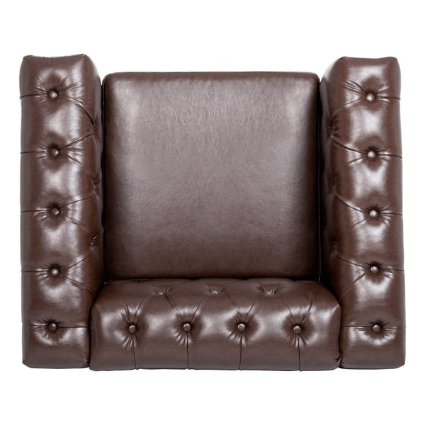 English Elm 1 Seater Quilted Pu Leather Accent Sofa with Pocket Spring Birch Legs Living Room W68085024