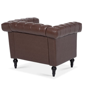 English Elm 1 Seater Quilted Pu Leather Accent Sofa with Pocket Spring Birch Legs Living Room W68085024