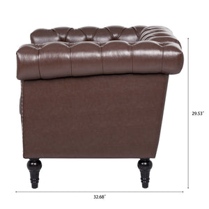 English Elm 1 Seater Quilted Pu Leather Accent Sofa with Pocket Spring Birch Legs Living Room W68085024