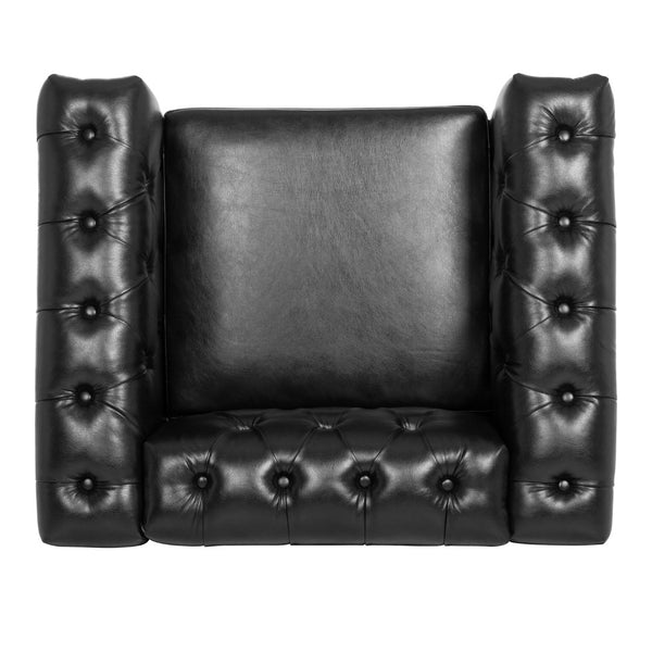English Elm 1 Seater Pu Leather Accent Sofa with Quilted Back and Pocket Spring Support W680P451455