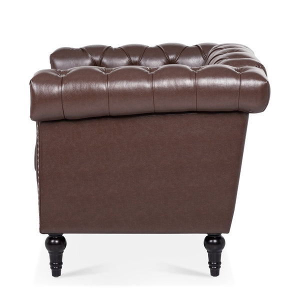 English Elm 1 Seater Quilted Pu Leather Accent Sofa with Pocket Spring Birch Legs Living Room W68085024