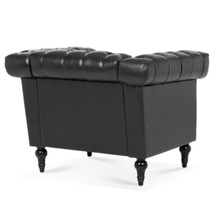 English Elm 1 Seater Pu Leather Accent Sofa with Quilted Back and Pocket Spring Support W680P451455
