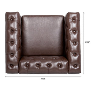 English Elm 1 Seater Quilted Pu Leather Accent Sofa with Pocket Spring Birch Legs Living Room W68085024
