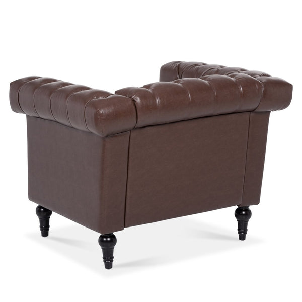 English Elm 1 Seater Quilted Pu Leather Accent Sofa with Pocket Spring Birch Legs Living Room W68085024