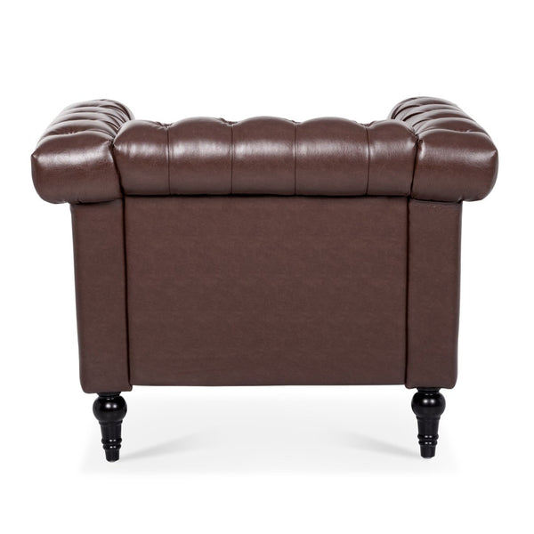 English Elm 1 Seater Quilted Pu Leather Accent Sofa with Pocket Spring Birch Legs Living Room W68085024