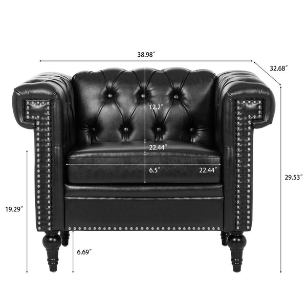 English Elm 1 Seater Pu Leather Accent Sofa with Quilted Back and Pocket Spring Support W680P451455