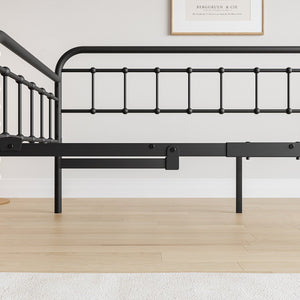 English Elm Twin Metal Daybed with Trundle, Heavy-Duty Steel Frame & Slat Support, 400lb Capacity, Black Elegance W840103518