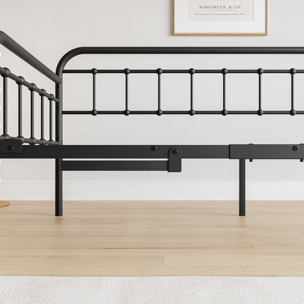 English Elm Twin Metal Daybed with Trundle, Heavy-Duty Steel Frame & Slat Support, 400lb Capacity, Black Elegance W840103518