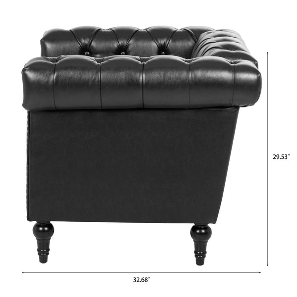 English Elm 1 Seater Quilted Pu Leather Accent Sofa with Pocket Spring Birch Legs Living Room W68085023