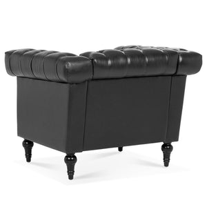 English Elm 1 Seater Pu Leather Accent Sofa with Quilted Back and Pocket Spring Support W680P451455