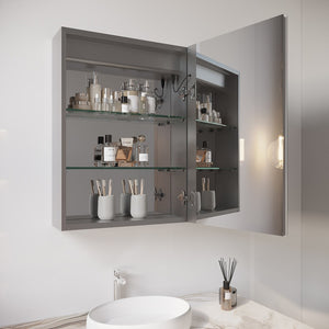 English Elm 26x20 Aluminum Led Medicine Cabinet Anti-fog Dimmable Touch Light Vanity Mirror W1738100834