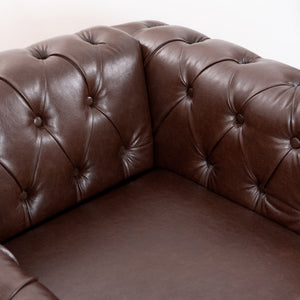 English Elm 1 Seater Quilted Pu Leather Accent Sofa with Pocket Spring Birch Legs Living Room W68085024