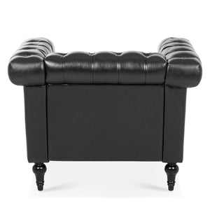 English Elm 1 Seater Quilted Pu Leather Accent Sofa with Pocket Spring Birch Legs Living Room W68085023