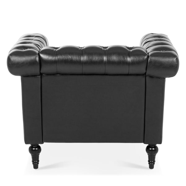English Elm 1 Seater Quilted Pu Leather Accent Sofa with Pocket Spring Birch Legs Living Room W68085023