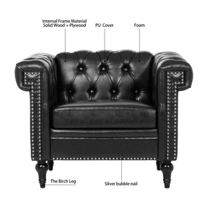 English Elm 1 Seater Pu Leather Accent Sofa with Quilted Back and Pocket Spring Support W680P451455