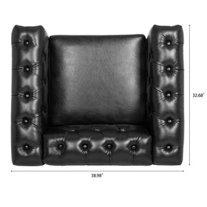 English Elm 1 Seater Quilted Pu Leather Accent Sofa with Pocket Spring Birch Legs Living Room W68085023