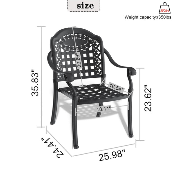 English Elm Cast Aluminum Ornate Carved Patio Dining Chairs Powder Coated Set of Six Outdoor W1710S00511