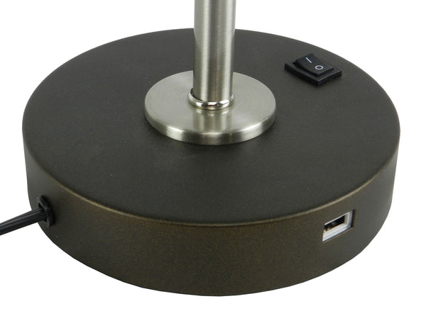 English Elm 15" Brushed Nickel LED Desk Lamp with USB Port, Adjustable 360° Neck, E12 Bulb Included, Energy Efficient B080107011