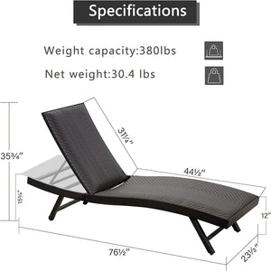 English Elm Outdoor Chaise Lounge Set of 2 Reclining Pool Chairs with Adjustable Headrest, Rustproof Aluminum Frame and Breathable Textilene Fabric for Patio Sunbathing Dark Brown W1859109883
