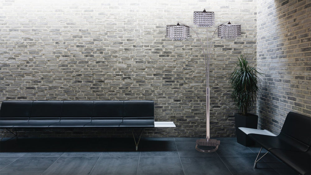 English Elm 84"H Crystal-Inspired Arch Floor Lamp Chrome Finish with Faux Crystals, 3-Shade, 3-Way Switch, UL Listed B080107029