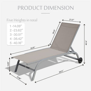 English Elm Chaise Lounge Set Of 2 With Wheels - Adjustable Outdoor Chairs For Pool, Patio, Beach, Yard Comfort W1859109848