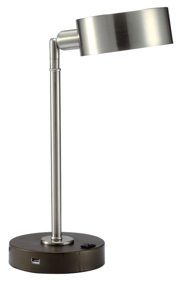 English Elm 15" Brushed Nickel LED Desk Lamp with USB Port, Adjustable 360° Neck, E12 Bulb Included, Energy Efficient B080107011