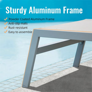 English Elm Patio Chaise Lounge Set Of 3 - Adjustable Aluminum Chairs & Side Table For Ultimate Outdoor Comfort W1859109866-GIGA