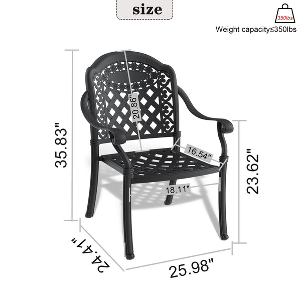 English Elm Cast Aluminum Patio Dining Chair Set - 4Pcs With Stylish Black Frame & Plush Red Cushions W1710P166054