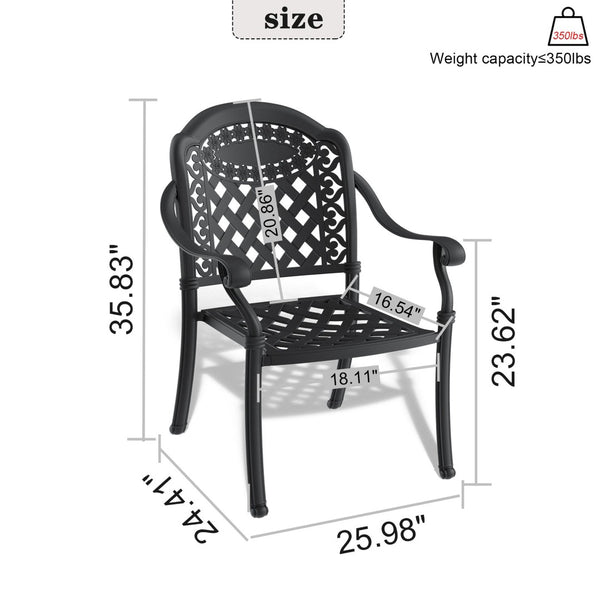 English Elm Cast Aluminum Outdoor Dining Chairs Set of Six Stackable Patio Armchairs with Cushions W1710S00508