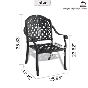 English Elm Cast Aluminum Outdoor Dining Chairs Set of 4 Sculpted Relief Frame Stackable Patio W1710S00505