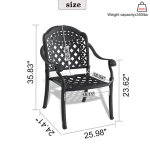 English Elm Cast Aluminum Patio Dining Chairs Set Of 2 With Stylish Black Frame & Comfortable Red Cushions W1710P166003