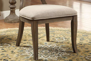 English Elm Transitional Rustic Oak Side Chairs Set of 2 with Padded Grey Linen-Like Seats Solid Wood Veneer Comfort B011109808