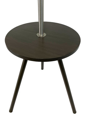English Elm 57" Round Sofa Side Table with Lamp & USB Power Station, Espresso Mid-Century Modern Accent, 55" B080107020