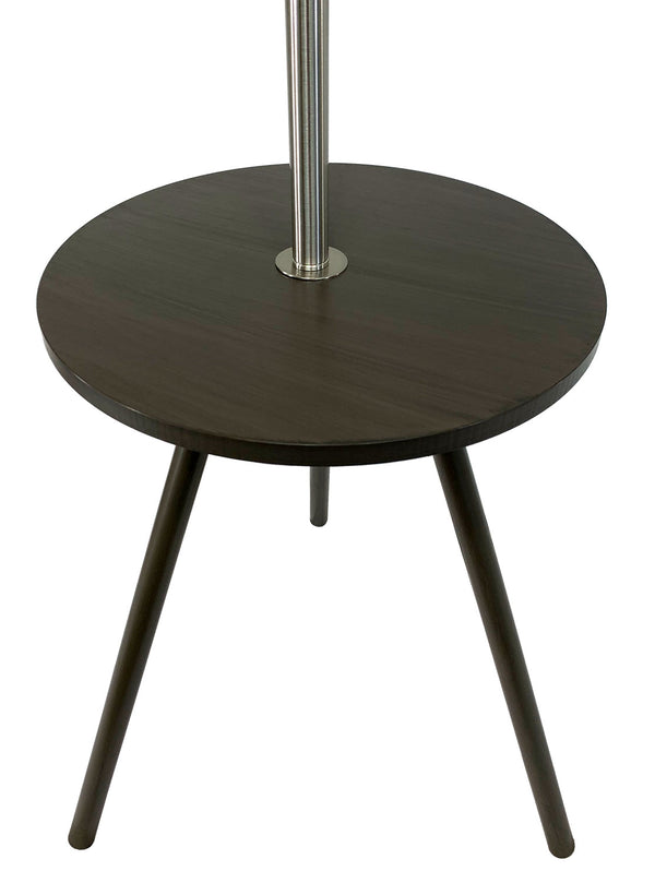 English Elm 57" Round Sofa Side Table with Lamp & USB Power Station, Espresso Mid-Century Modern Accent, 55" B080107020