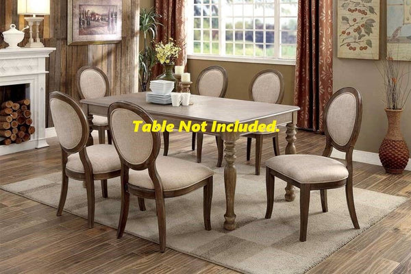 English Elm Transitional Rustic Oak Side Chairs Set of 2 with Padded Grey Linen-Like Seats Solid Wood Veneer Comfort B011109808
