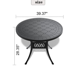 English Elm 39.37-Inch Elegant Cast Aluminum Patio Dining Table – Lightweight, Durable, Seats 4, Easy Assembly! W1710P166011-GIGA