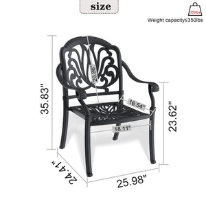 English Elm Cast Aluminum Outdoor Dining Chairs Set of 4 with Carved Relief Frame and Brown Cushions W1710S00507