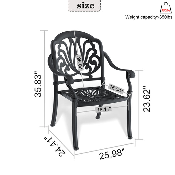 English Elm Cast Aluminum Patio Dining Chair Set - 2 Stylish Armchairs With Cushions For Outdoor Comfort W1710P166051