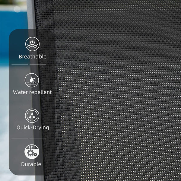 English Elm Patio Chaise Lounge Set - 3-Piece Aluminum Adjustable Chairs With Table For Ultimate Outdoor Relaxation W1859109862-GIGA