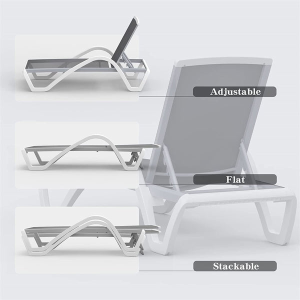 English Elm Patio Chaise Lounge - Adjustable Aluminum Pool Chair With Armrest For Outdoor Comfort & Relaxation W1859109671-GIGA