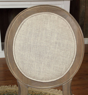 English Elm Transitional Rustic Oak Side Chairs Set of 2 with Padded Grey Linen-Like Seats Solid Wood Veneer Comfort B011109808