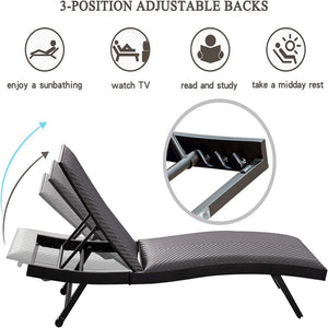English Elm Outdoor Chaise Lounge Set of 2 Reclining Pool Chairs with Adjustable Headrest, Rustproof Aluminum Frame and Breathable Textilene Fabric for Patio Sunbathing Dark Brown W1859109883