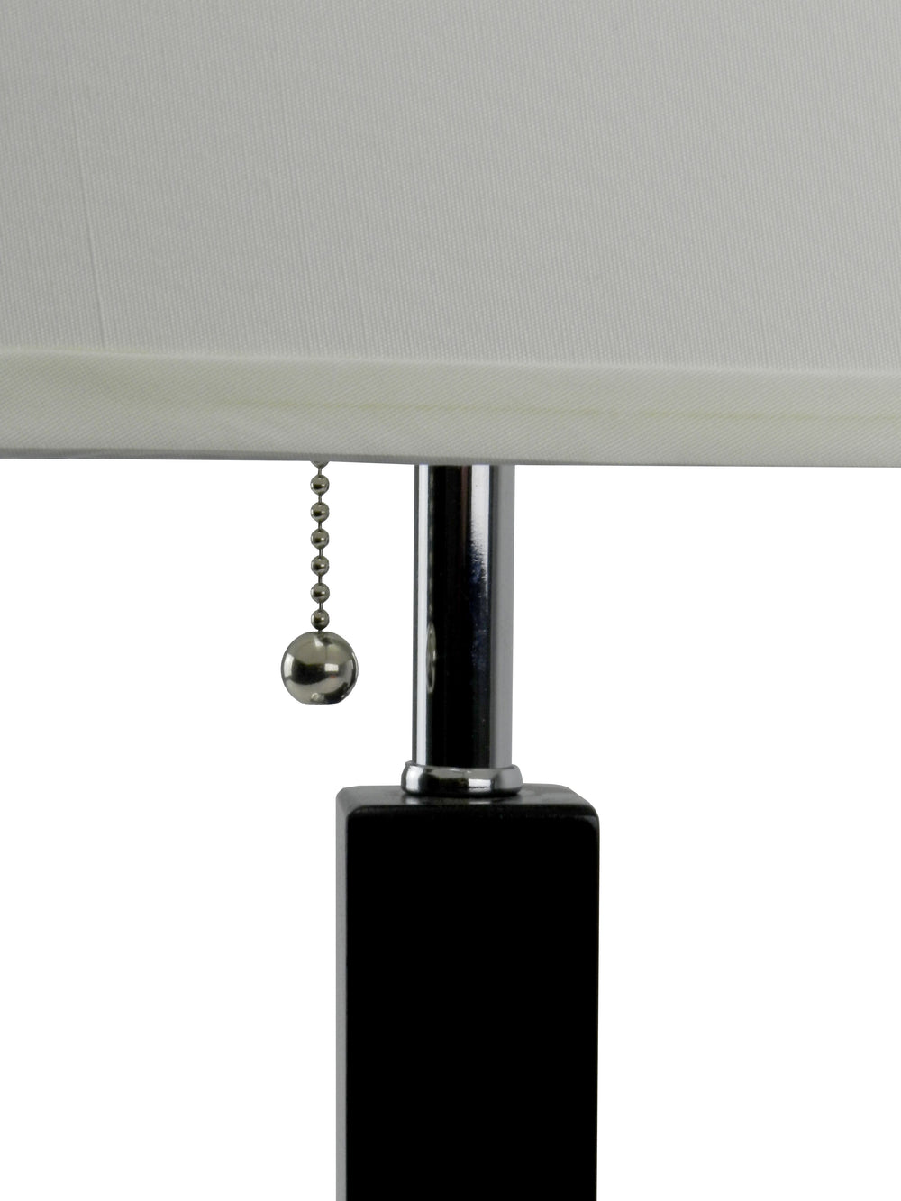 English Elm 26"H Cherry Square Wooden Table Lamp with White Rectangular Shade, Chrome Base & Pull Switch - UL Listed B080107021