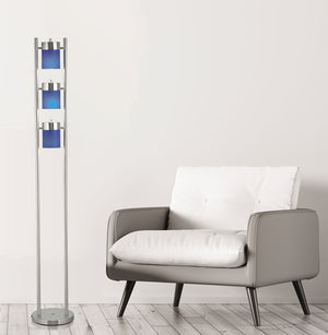 English Elm 65"H Blue 3-Head Two-Way Adjustable Floor Lamp – Metal Construction, Directional Lighting for Living Room B080107022