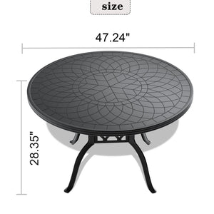 English Elm 47.24-Inch Cast Aluminum Round Dining Table With Black Frame – Stylish, Durable & Weather-Resistant! W1710P166028-GIGA