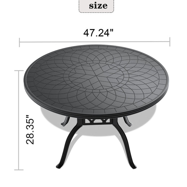 English Elm 47.24-Inch Cast Aluminum Round Dining Table With Black Frame – Stylish, Durable & Weather-Resistant! W1710P166028-GIGA