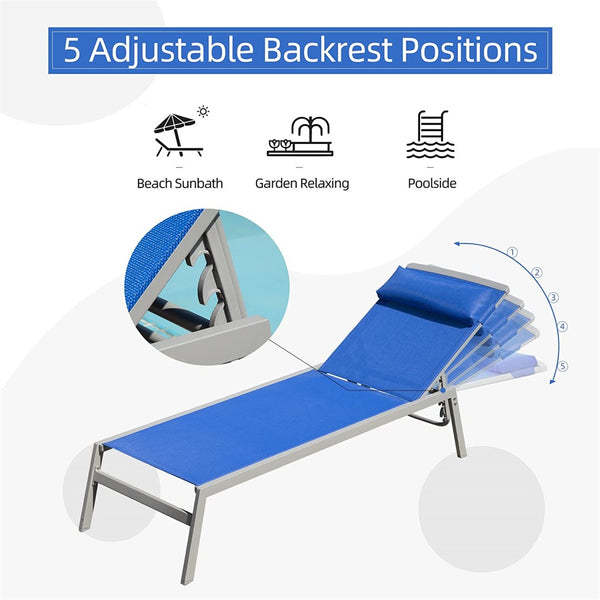 English Elm Patio Chaise Lounge Set - 3-Piece Adjustable Aluminum Recliners With Table - Outdoor Comfort Awaits! W1859109864-GIGA