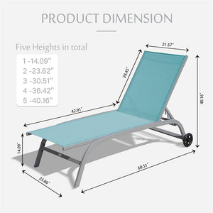 English Elm Chaise Lounge Set Of 2 - Stylish Outdoor Chairs With Wheels, 5 Adjustable Positions, Weatherproof Design W1859109850