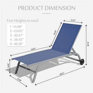 English Elm Chaise Lounge Outdoor Set Of 2 With Wheels, Adjustable Recline, Durable Design For Patio & Poolside W1859109846